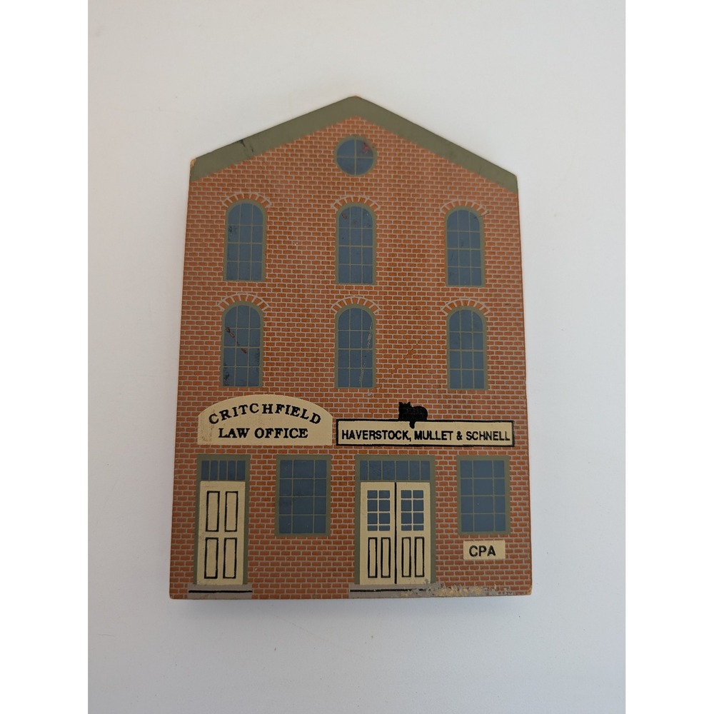 The Cat's Meow Village 1991 Series IX CPA Law Office Wooden Shelf Sitter Rustic